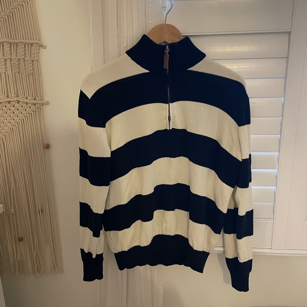 Brandy Melville knit striped quarter zip sweater